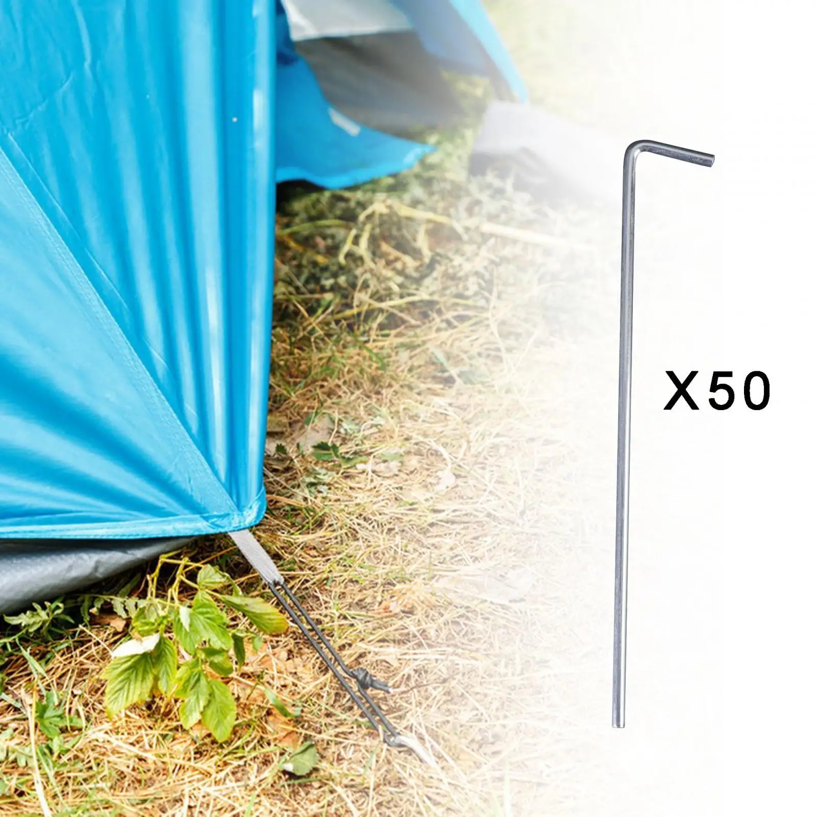 

50 Pieces Tent Pegs 200mm Tent Nails Aluminum Alloy for Camping Awning, Netting Tarpaulin Rust Proof Ground Spikes Multipurpose