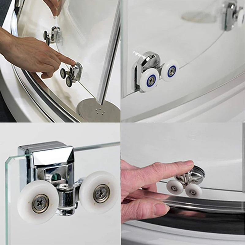 Shower Screen Door Rollers Zinc Alloy Runners Wheels Twin Top Replacement Shower Wheel Runner Pulleys 4 Pcs for 12-14mm glass shower door rollers sliding door roller shower room pulley shower room rollers sliding door pulley