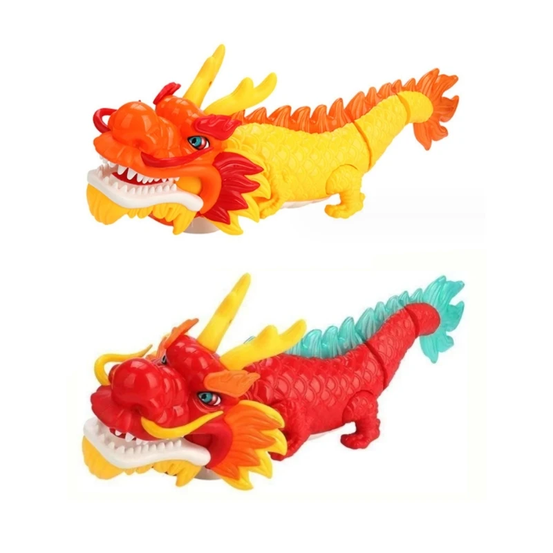 

Светодиодная мигающая танцевальная игрушка-дракон для детей, универсальное колесо, электрическая качающаяся драконья музыкальная