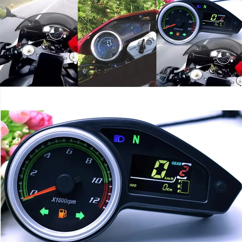 L-DiscountStore Motorrad Kilometerzähler 12V Motorrad LCD Bildschirm Digitalanzeige Tacho Kilometerzähler 
