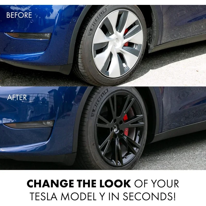19-Inch Wheel Covers fits-Model Y Rims, Replacement Hub Caps (Set of 4, Gloss Black)