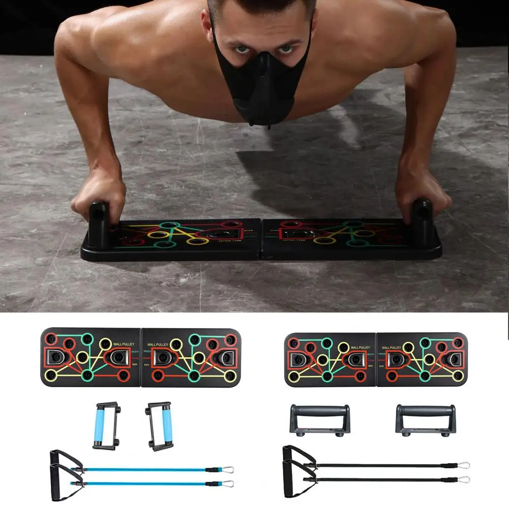 1 Set Push Up Board ABS Detachable Push Up Bar Non-Slip Burning Fat Push-Up Stand with Elastic Strap Fitness Board for Home
