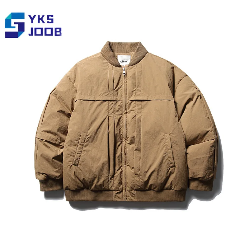 

Men Padded Parkas Casual Soild Three-dimensional Cut Pleated Harajuku Stand Up Collar Down Jacket Fashion Daily Thick Warm Coats