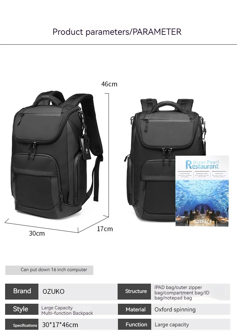 Zaino da lavoro, zaino impermeabile da viaggio, zaino da studente alla moda da uomo e zaino da computer da uomo_voghion.com