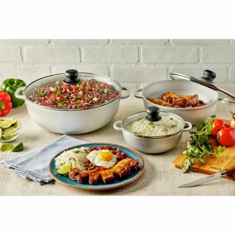 IMUSA 3pc Traditional Caldero Set with Glass Lid caldero set