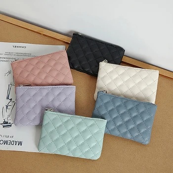Portamonete da donna portamonete con cerniera in pelle PU portamonete con stampa scozzese portamonete portamonete da donna Mini portamonete
