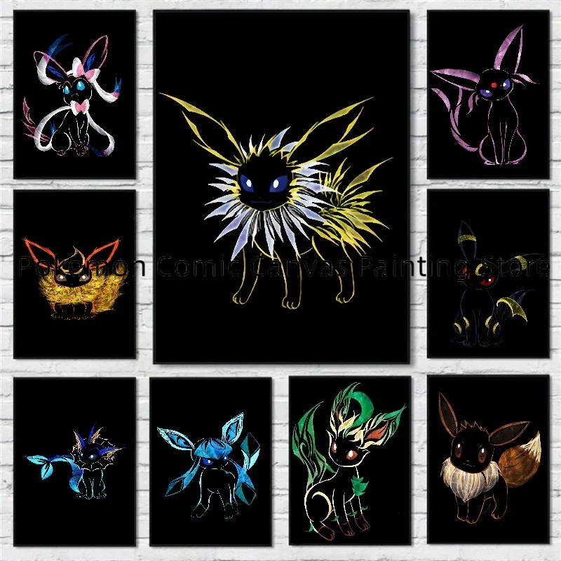 

Japanese Anime Pokemon Eevee Poster Wall Art Mural Suitable for Home Bedroom Decoration Living Room Pictures Children's Gift