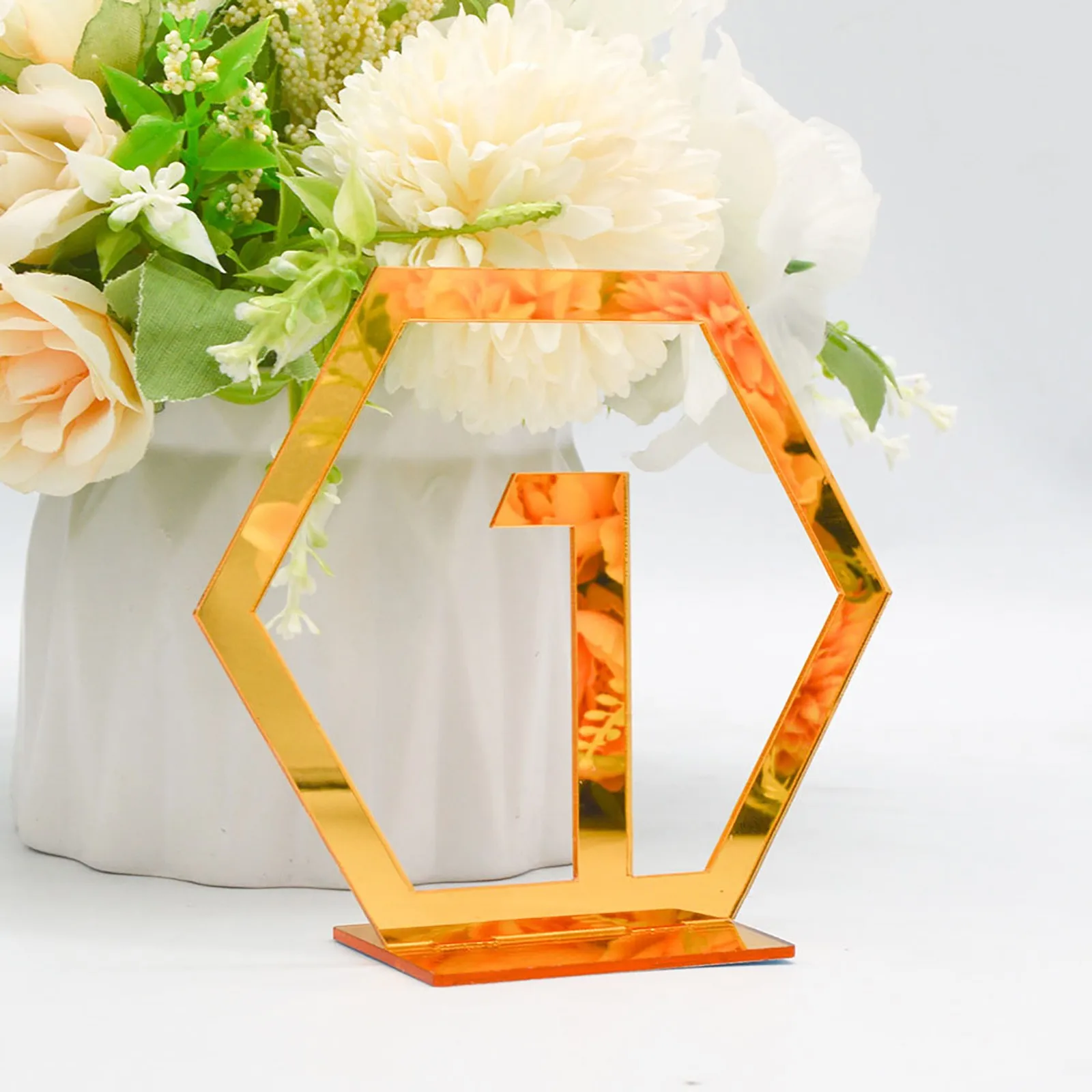 Three Dimensionals Gold And Silver Acrylic Wedding Digital Table Number Card Table Seat Card Mirror Ornaments