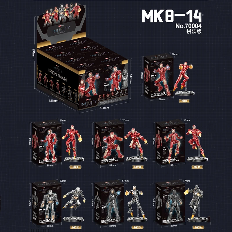 thumbnail image 1 of 8 piezas/set Original Iron Man Piston MK8 MK9 MK10 MK11 MK12 MK13 MK14 bloques ladrillos construcción leyendas DIY juguetes modelo figura de acción, 1 of 4