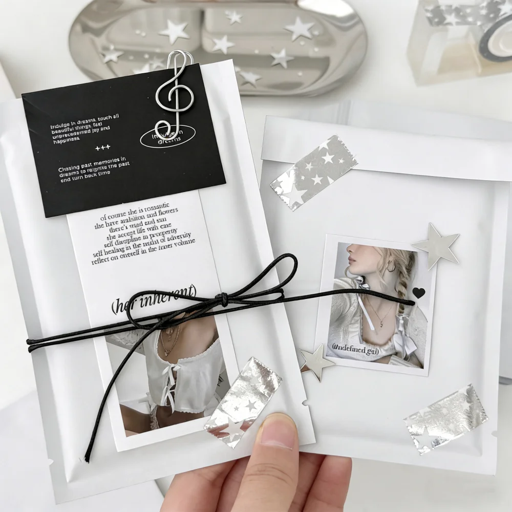 15mm*2m 실버 스타 핸드 계정 테이프 DIY 스크랩북 및 저널 플래너 장식 마스킹 테이프 학생 문구 용품