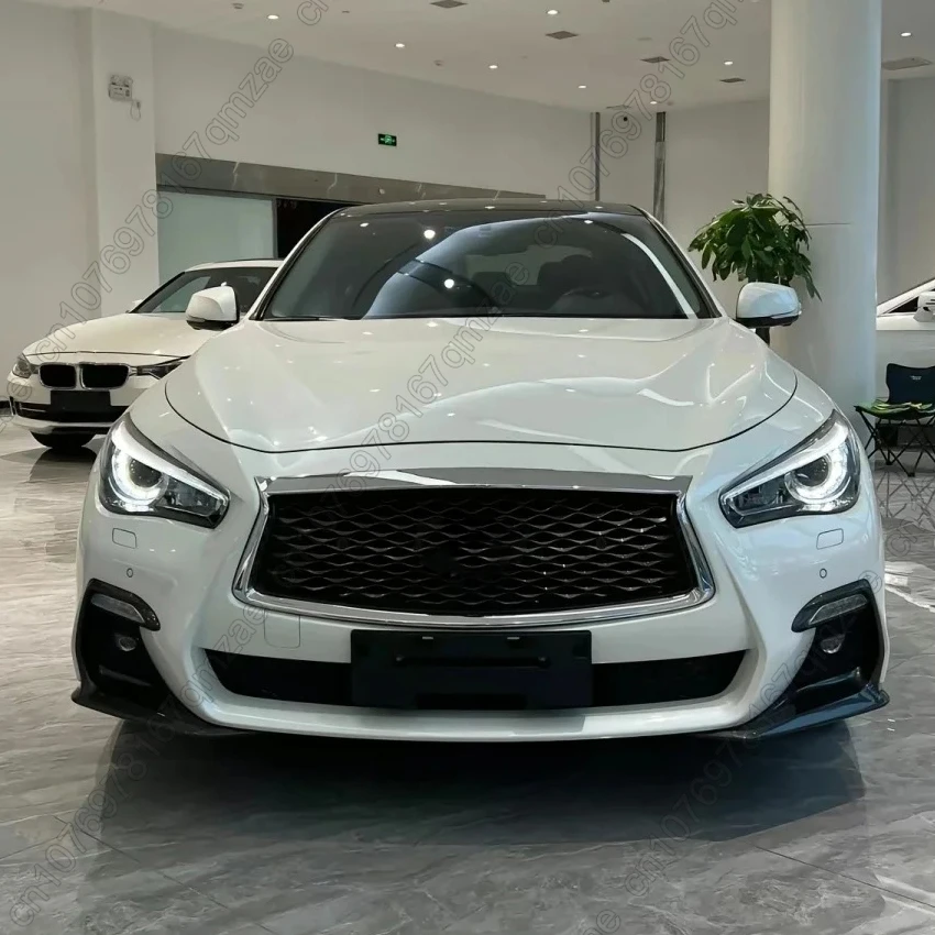인피니티 Q50 스포츠 2018 2019 2020용 전면 범퍼 안개등 베젤 커버 2개, 광택 블랙 프레임 안개등 그릴 바디 트림 키트