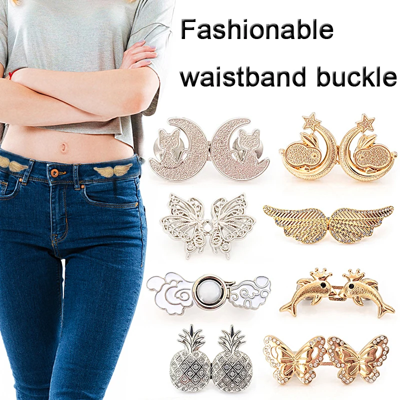 

Metal Buttons Waist Buckle Pearl Snap Fastener Pants Pin Retractable Button Sewing-on Buckles for Jeans Perfect Fit Reduce Waist