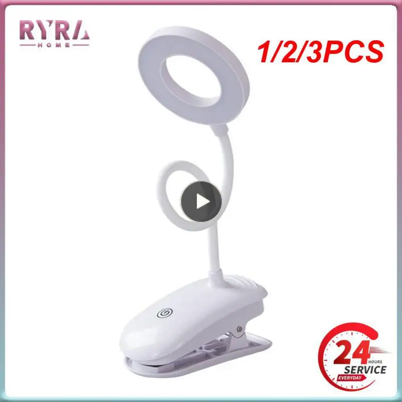 

1/2/3PCS Rechargeable Led Clamp Desk Lamp Flexible Gooseneck Touch Dimming Table Lamp Clip On Lamp For Book Bed Office and