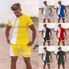Summer Men's Beach Shorts Set 3D Printed Simplicity Casual Style Short Sleeve T-shirt+Shorts 2 Pcs Set Oversized Tracksuit Suits 1