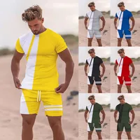 Summer Men's Beach Shorts Set 3D Printed Simplicity Casual Style Short Sleeve T-shirt+Shorts 2 Pcs Set Oversized Tracksuit Suits 1