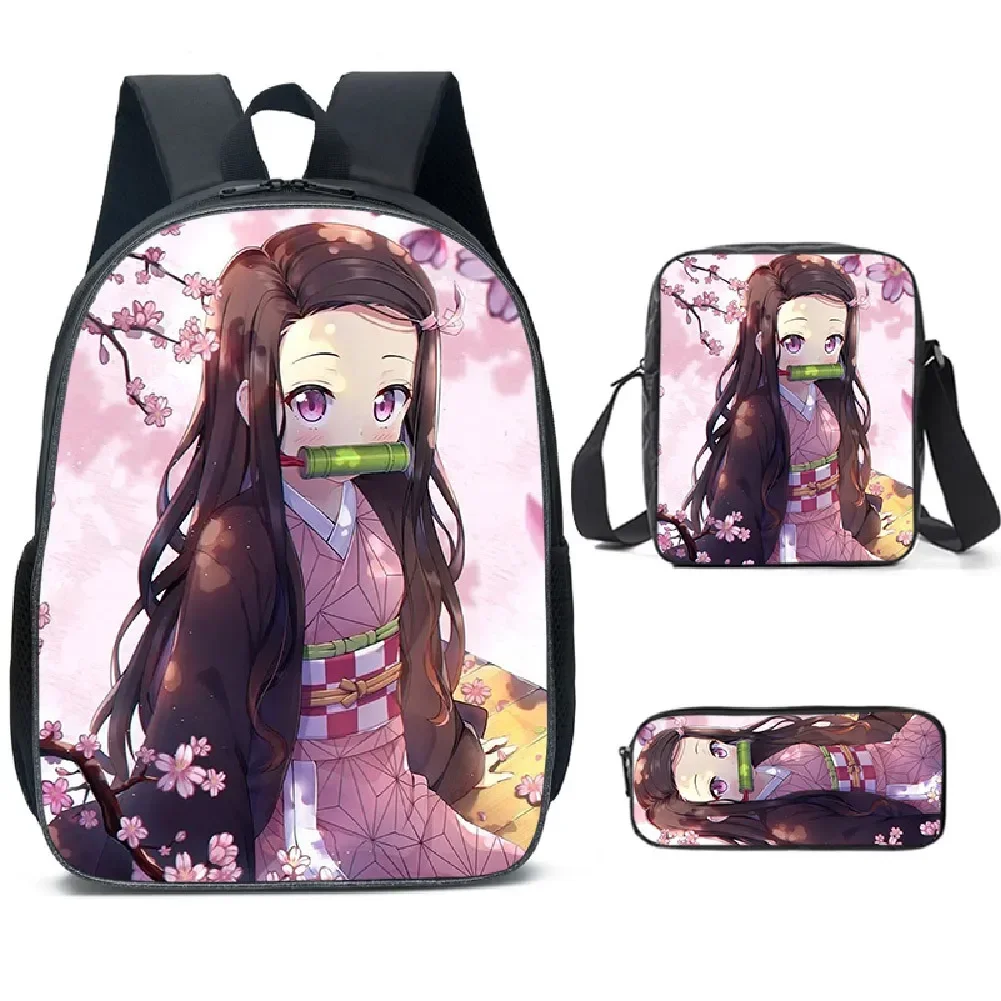 Demon Slayer: Kimetsu No Yaiba Nezuko Schoolbag Backpack Student Backpack One Piece Drop Shipping Three Piece Set