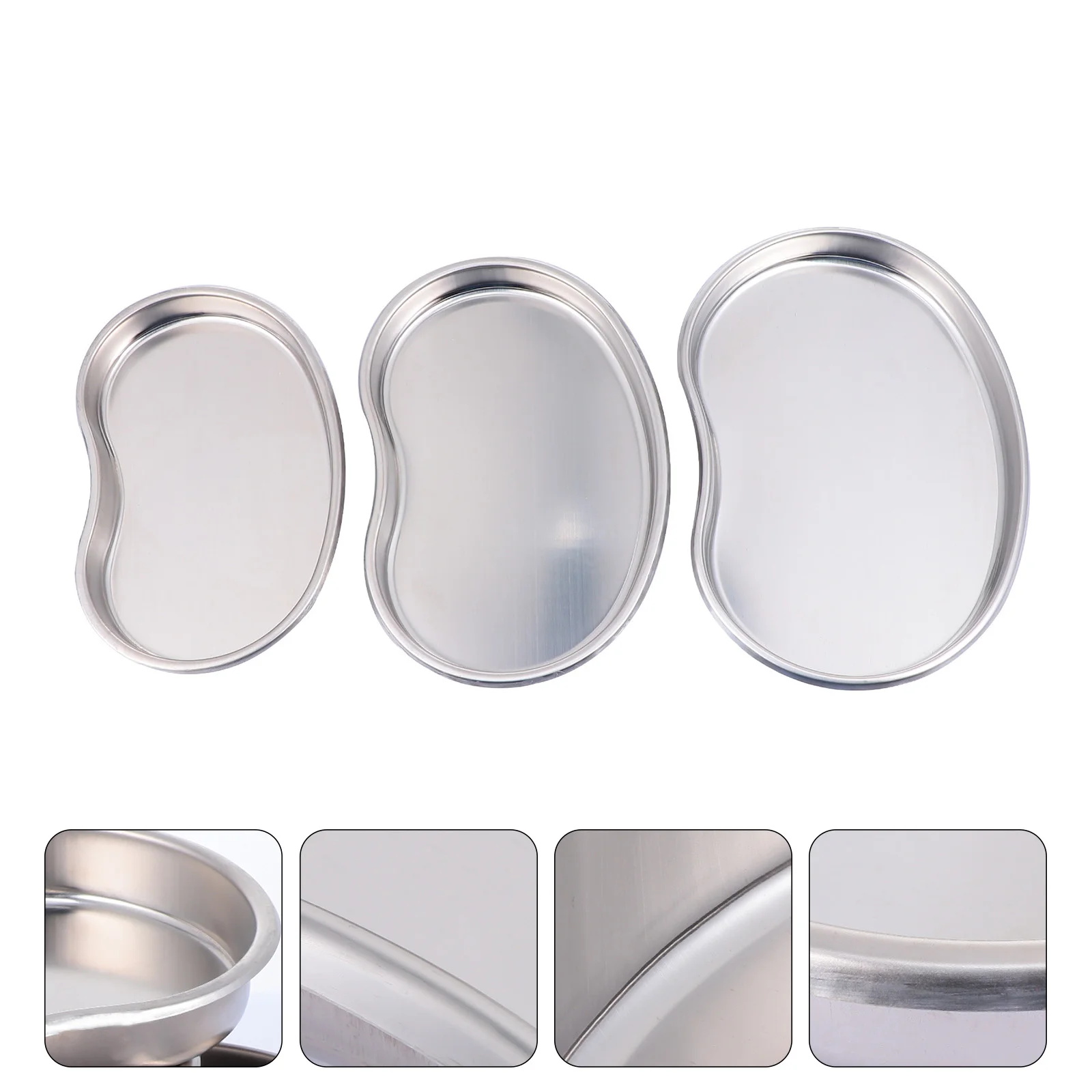 

3Pcs Stainless Steel Kidney Trays Dental Instrument Trays Experiment Trays
