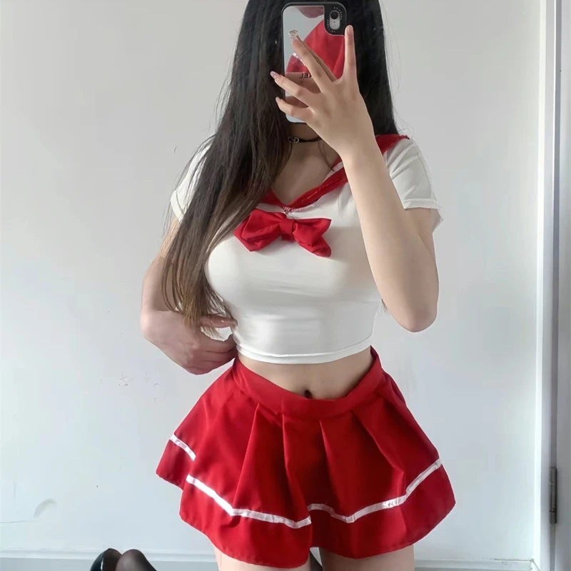 

New Japanese Korean Version Of School Student Uniform Cosplay Costume Women Role Playing Costume Cute Mini Skirt Suits Sleepwear
