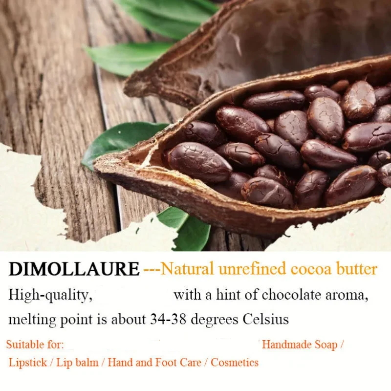 Dimollaure 50g-500g Pure Cocoa Butter Raw Unrefined Cocoa Butter Skin Care Carrier Oil Natural Organic Oil Cosmetics Raw