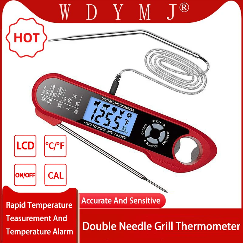 

Meat Food Thermometer Dual Probe with Waterproof Auto Off and Alarm Function Digital Instant Read Thermometer for Oven Grilling