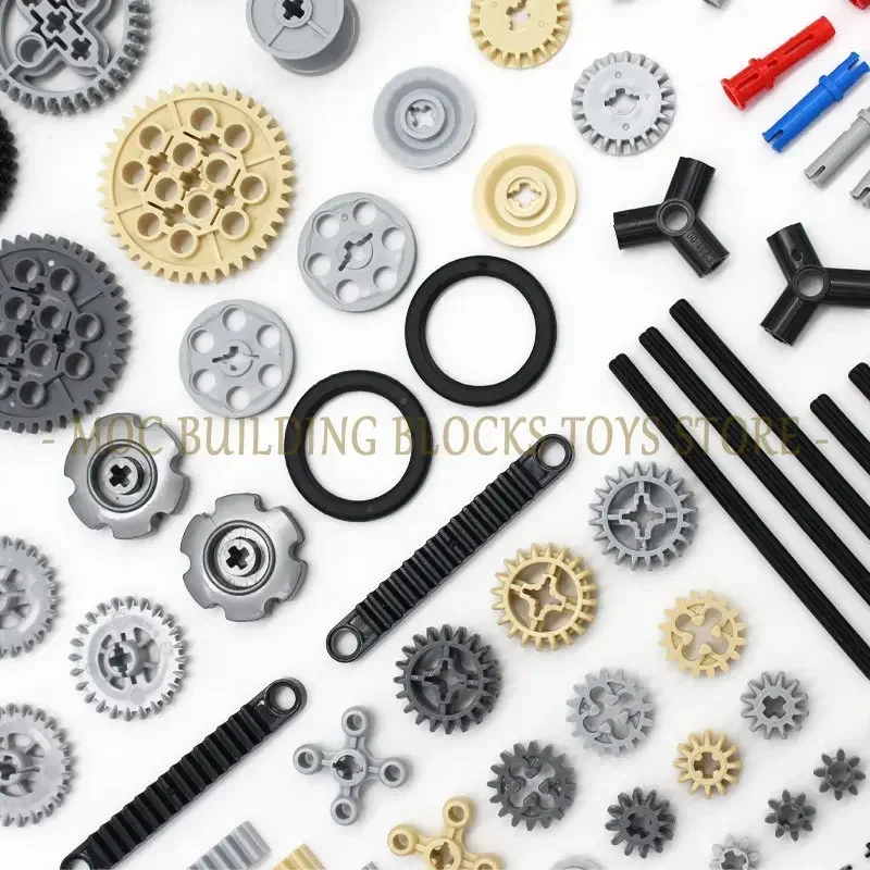 116pcs Moc High-Tech Bulk Gear Cross Axle Pin Conector Wheels Car Building Brick Blocks Compatible with Technical Toys