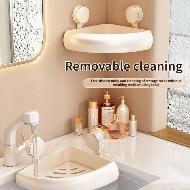 ชั้นวางของในห้องน้ำแบบติดผนัง ไม่ต้องเจาะ ติดตั้งง่าย ชั้นวางของในห้องน้ำ ชั้นวางของในห้องน้ำ ชั้นวางของในห้องน้ำ อลูมิเนียมแข็งแรง แขวนผนังได้ 1