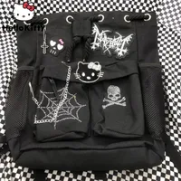 Sanrio Hello Kitty Dark Punk Rock Backpack New Japanese Style Harajuku Design Drawstring Shoulders Bag Y2k Girl Gothic Backpack 1