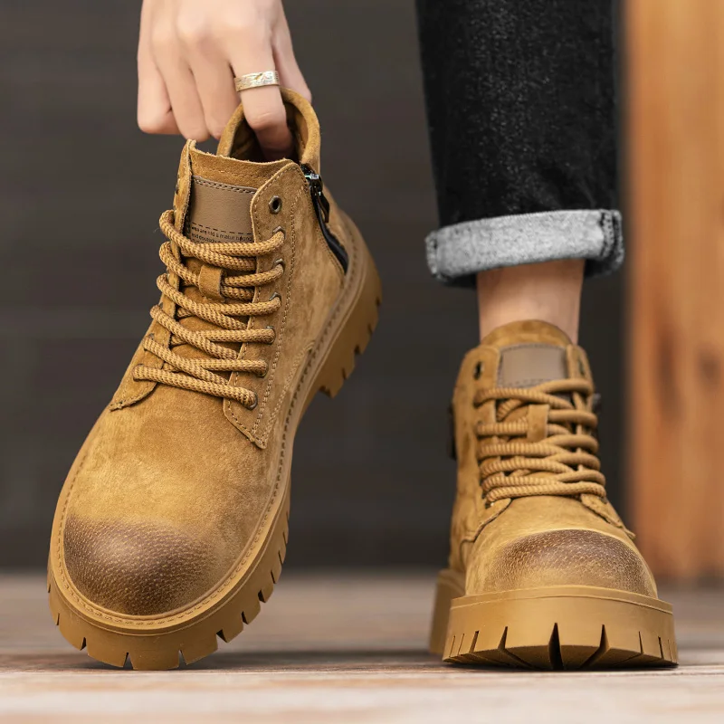 ML new high-top lace-up boots work leather shoes