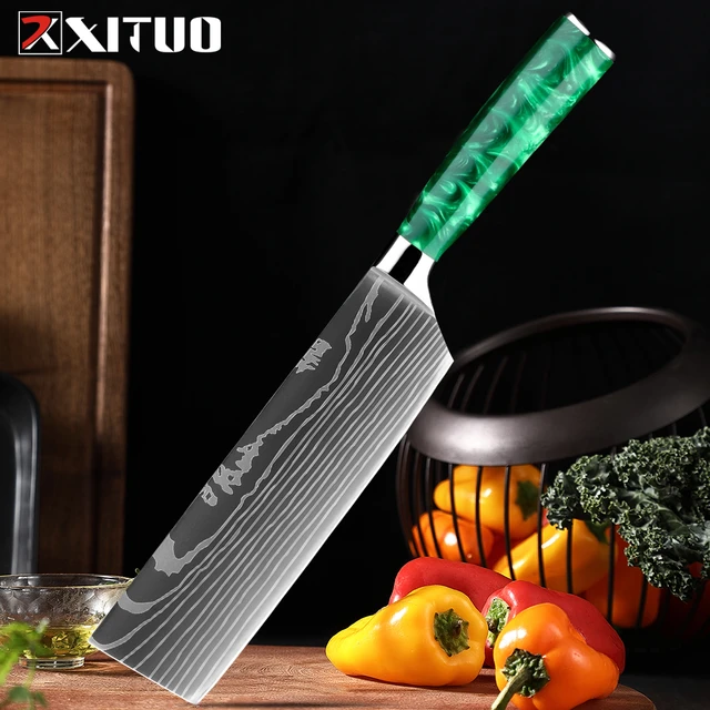 7 Inch Asian/Vegetable Cleaver, Black ABS Handle