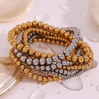 E.B.belle Waterproof Stacked 3mm 4mm 5mm 6mm Beads Elastic bracelets stainless steel women's jewelry Daily Accessories gift