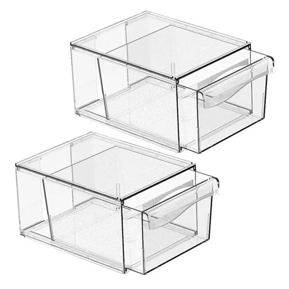 Stackable Organizer Drawers Anti-slip Acrylic Bins Stackable Dustproof Makeup Organizer Closet Bathroom Kitchen Storage Bins 3