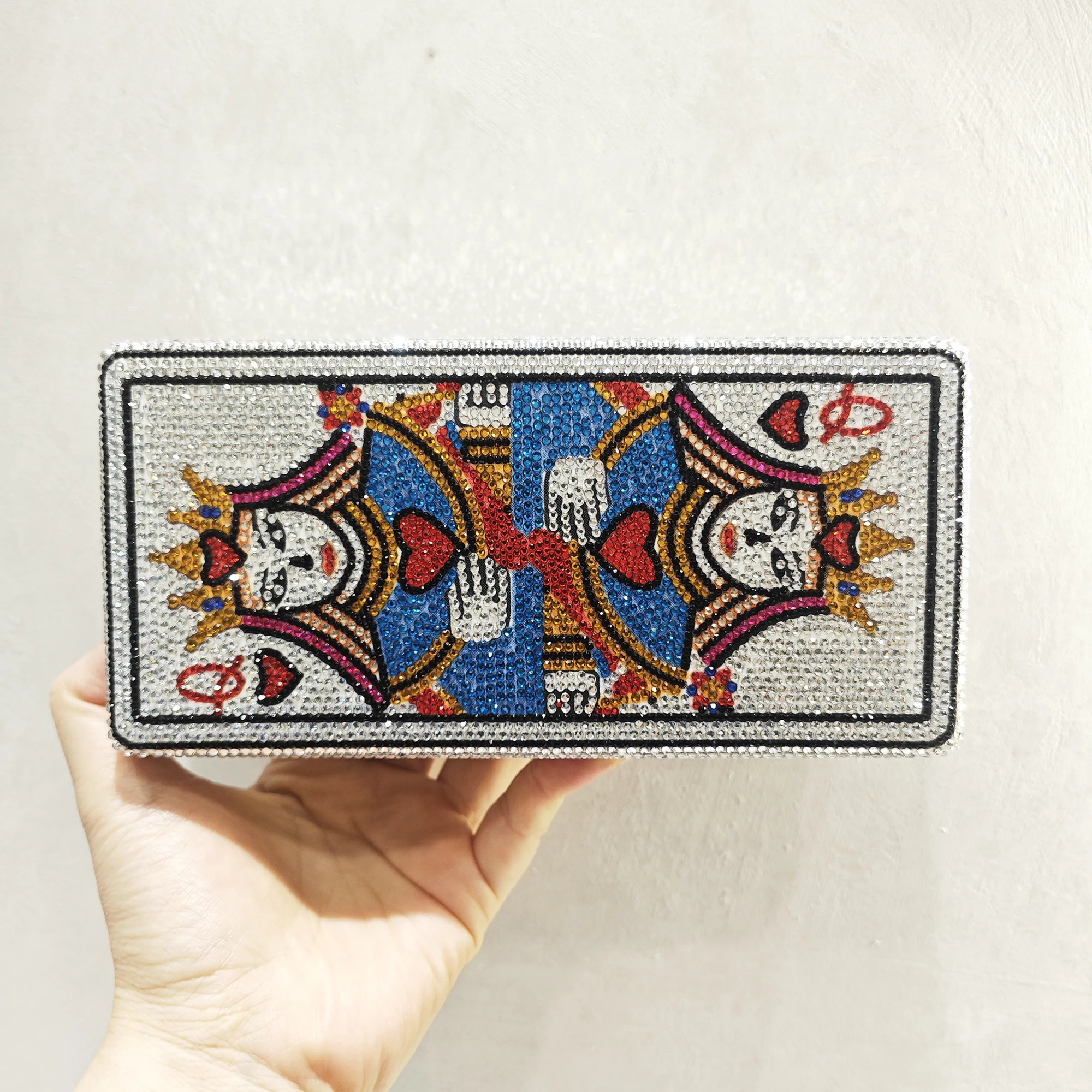 

Women Crystal Poker Q Clutches Shoulder Evening Bags Lady Crossbody Diamond Bags Party Handbags Trendy Girls Messenger Purses