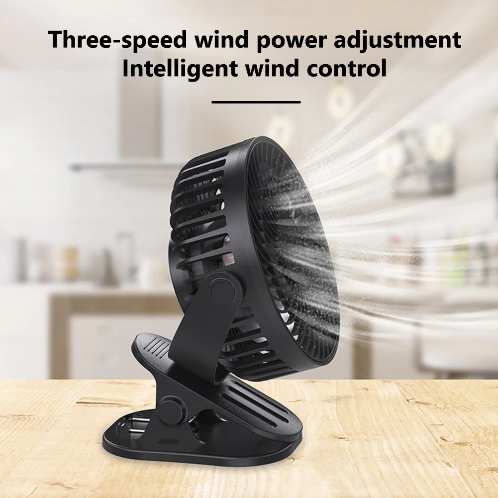 Portable Clip on Fan 3 Speeds Small Desk Fan 360 Rotate Personal Fan Camping Fan for Home Office Outdoor Travel