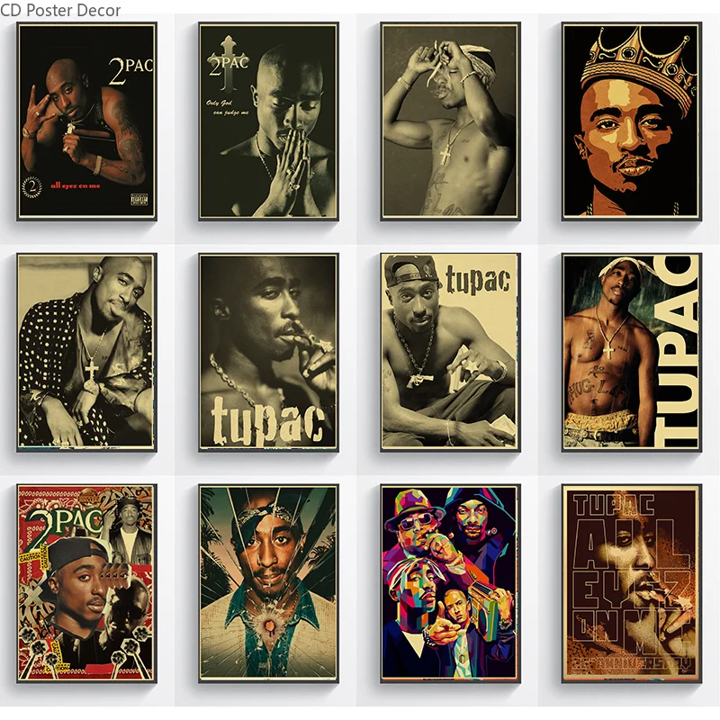 Hip-Hop-Singer-Tupac-Posters-Rapper-2PAC-Retro-Poster-Kraft-Paper ...