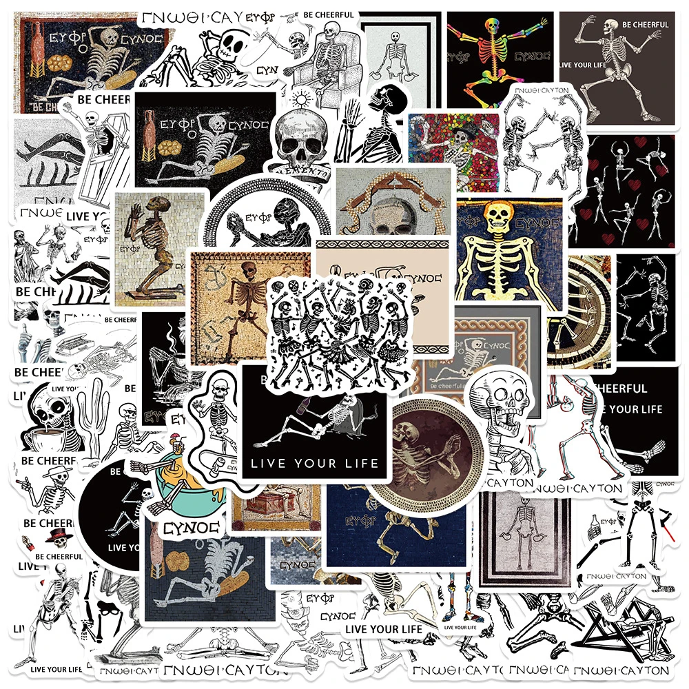 

10/30/62pcs Vintage Skull Cartoon Graffiti Stickers Mosaic Art Decals for Computer Phone Notebook Retro Funny Decoration Sticker