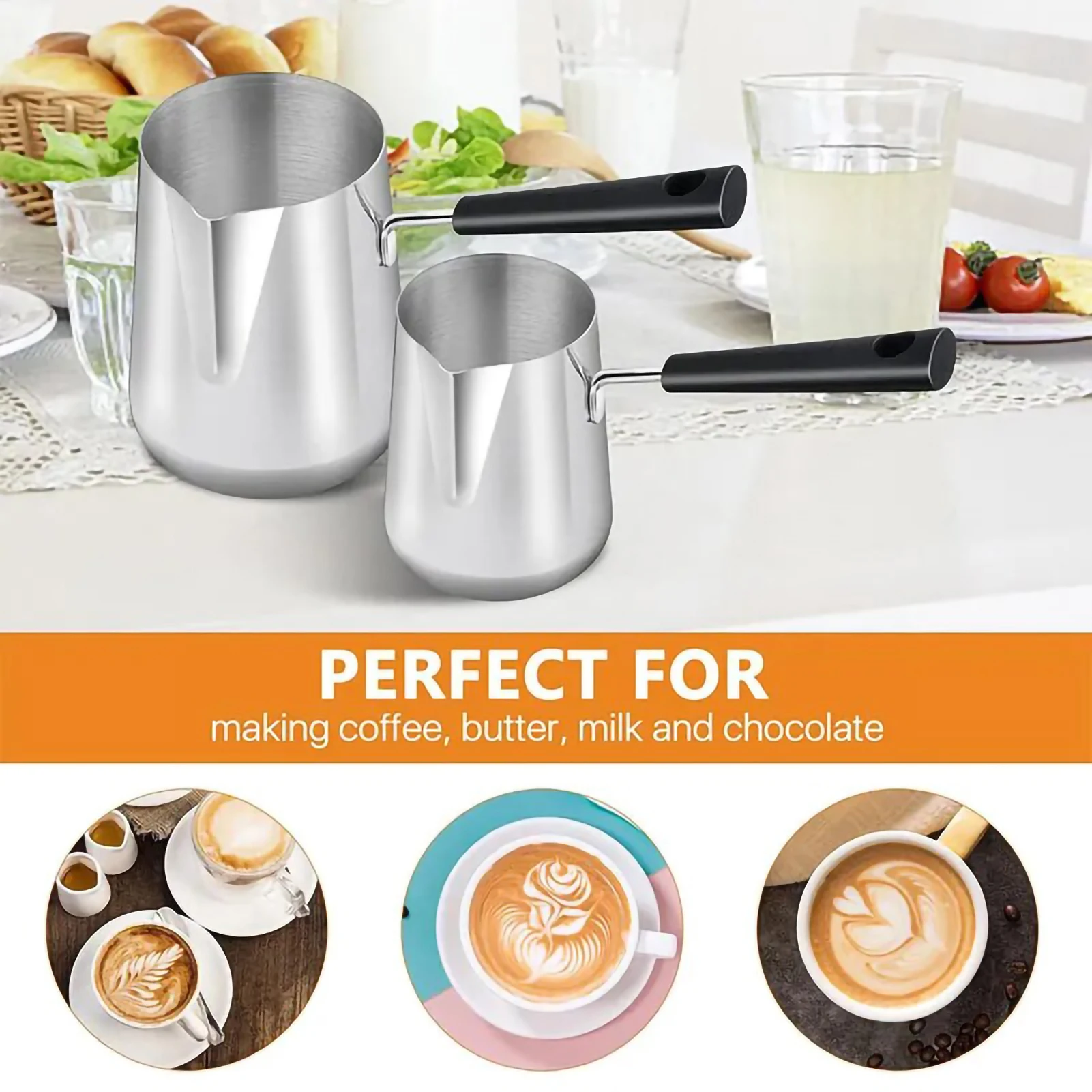 Milk pot fancy milk pot stainless steel thickened complementary cooker baby milk powder heating mini pot coffee pulling moka