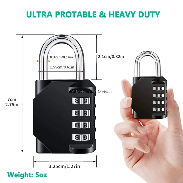 1pc Combination Lock Resettable 4 Digit Padlock with Combination Waterproof and Heavy Duty Combination Padlock Outdoor 3