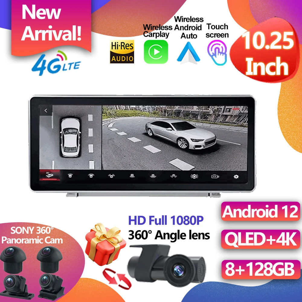 

For Audi Q5 Q5L 2018 2019 2020 2021 2022 Car Multimedia GPS Navigation Radio Video 10.25 INCH Android 12 CarPlay BT WIFI Stereo
