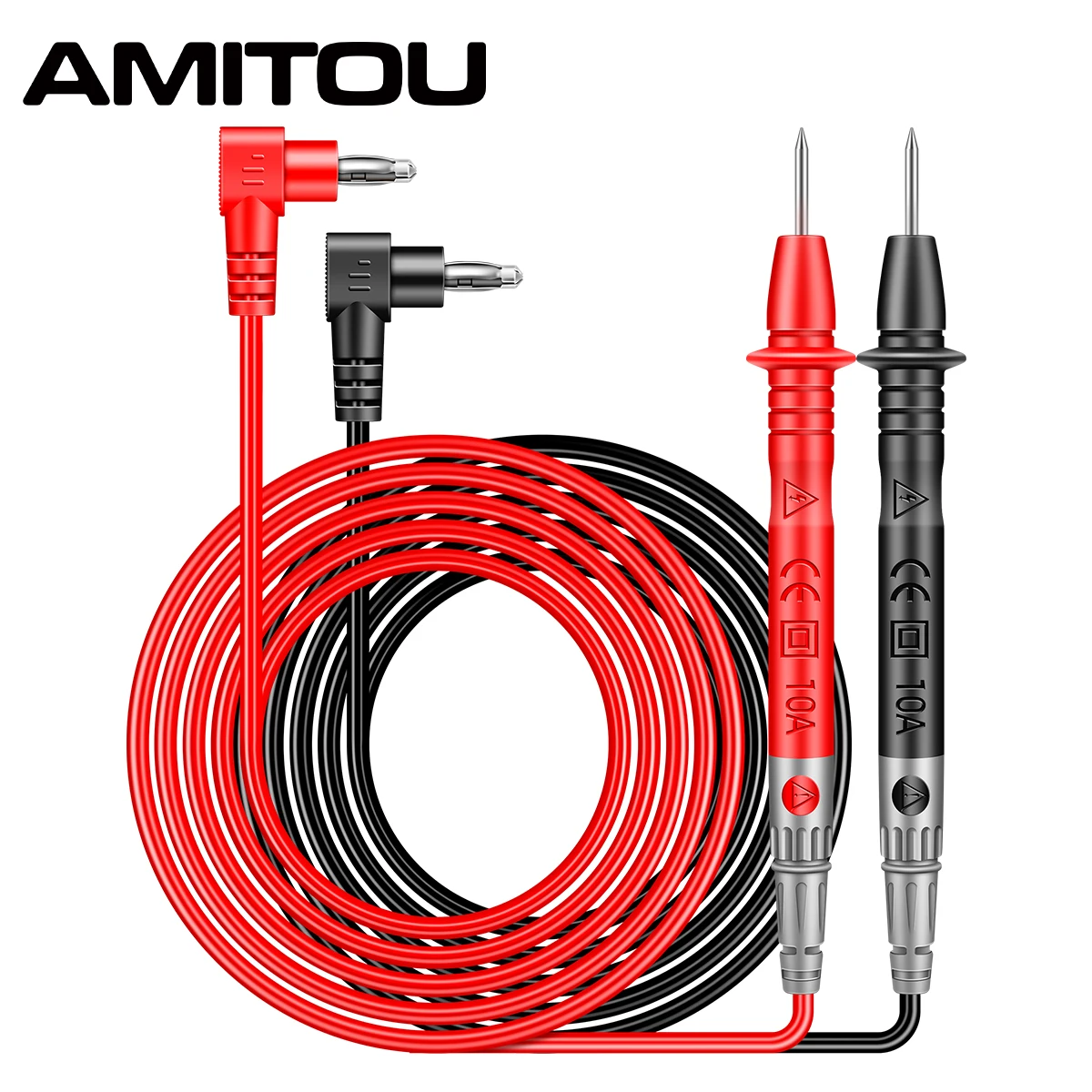 

AMITOU Universal Probe Test Leads 10A/1000V Multimeter Pen Needle Tip for Digital Multimetro Tester Lead Probe Wire Pen Cable