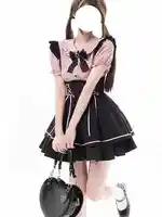Cute Sweet Lolita Dr Set Women's School Sle Princ Skirt Blouse Two-Piece Set High Waist A-Line ort Sve Doll Collar - Image 2