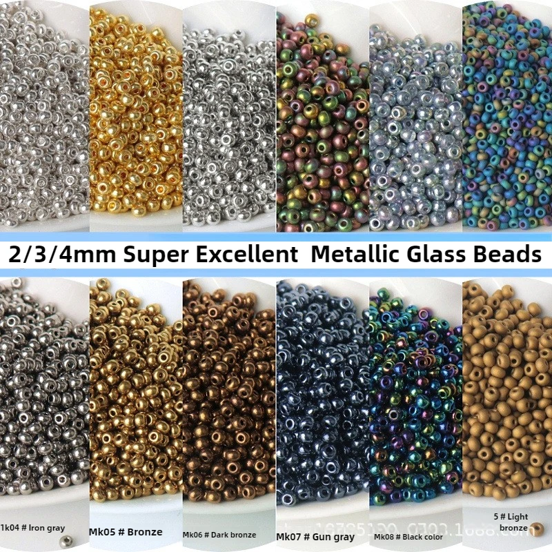 Superb Metallic Electroplated Glass Rice Beads in Gold, Silver, and Bronze