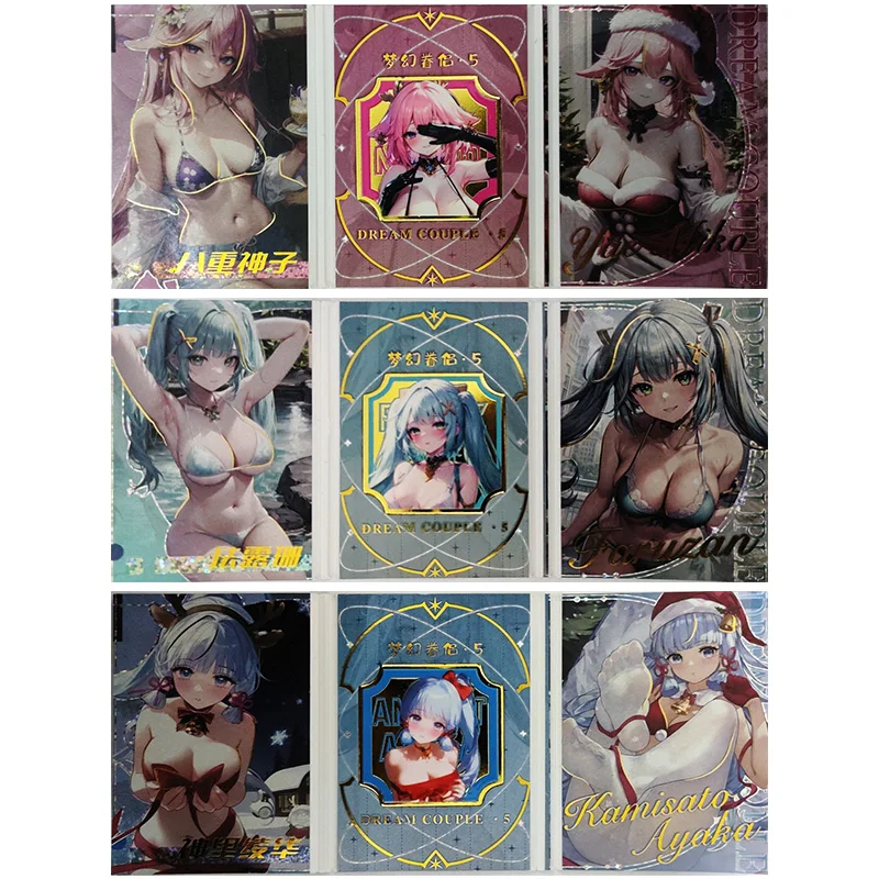 

Anime Goddess Story Rare Tri-fold Flash Cards Yae Miko Faruzan Kamisato Ayaka Toys for boys Collectible Cards Birthday Gifts