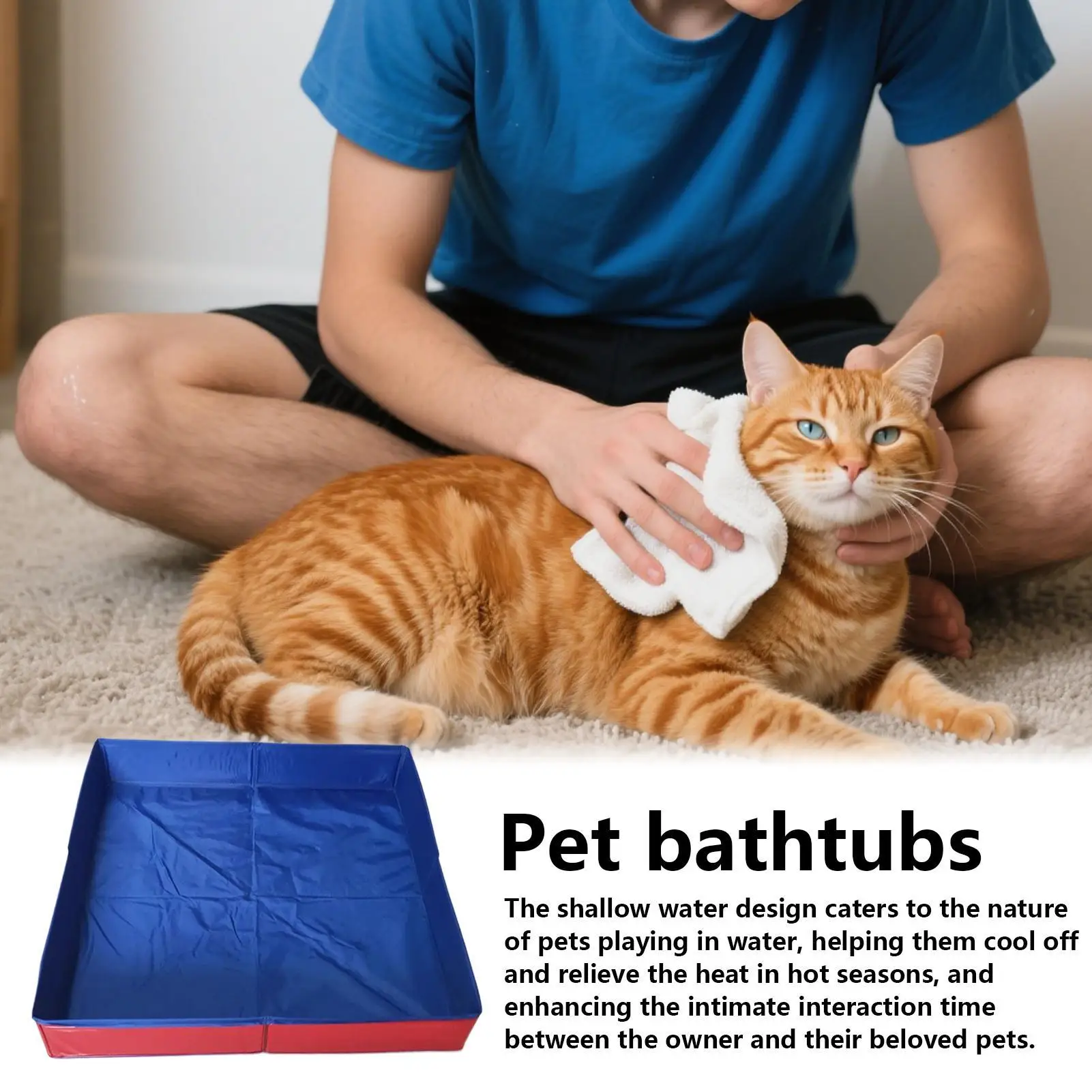 50x50cm PVC Folding Pet Swimming Pool Dog Cat Kiddie Wading Pool Pet Puppy Bathing Tub Summer Outdoor Backyard Water Fun Toys