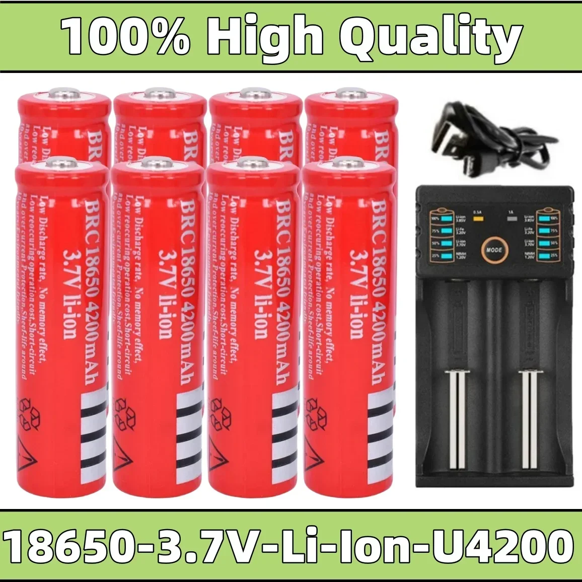 

2024 brandneu 100% original 18650 3.7V 4200mAh Lithium-Ionen-Akku, verwendet für LED-Leuchten, Taschenlampen, Kamerabatterien