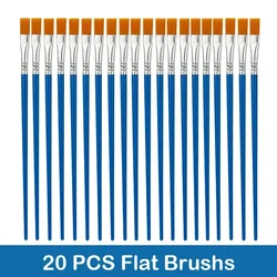 Premium Paint Brushes Set - Ideal for Acrylic, Watercolor, and Oil Painting - Includes Flat, Round, and Pointed Brushes - Perfect Art Supplies for Creative Projects (10/20/50 PCS) (20 PCS Flat Brushs)