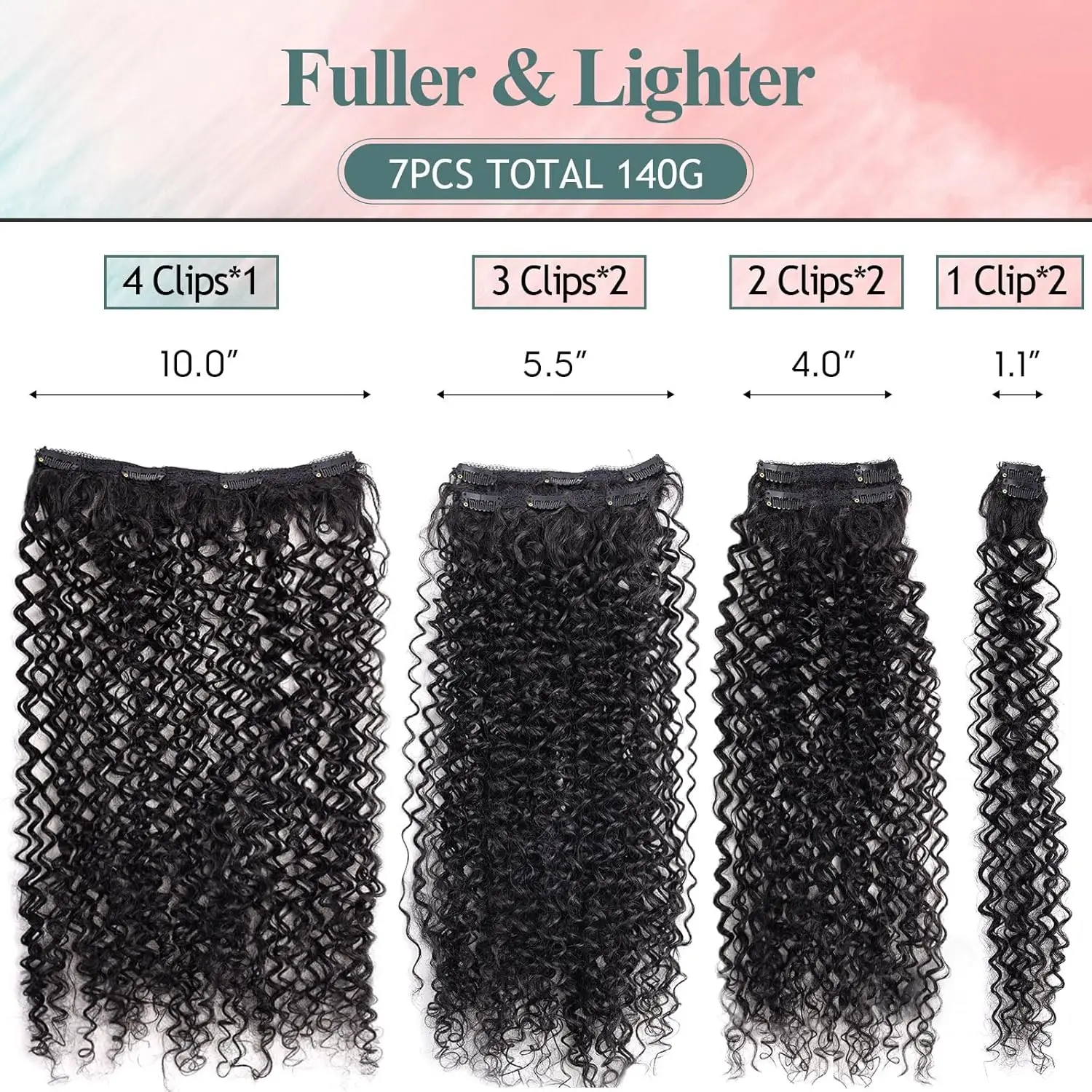Women's Clip-In Curly Hair Extensions, Synthetic Wavy Fibers, Lightweight & Breathable, Fashion Icon Hairpiece for Daily Wear 3