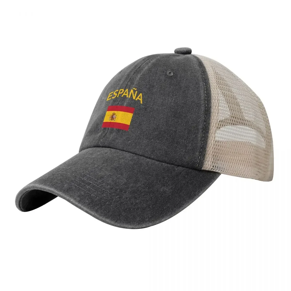 

Spain Spanish Flag Cowboy Mesh Baseball Cap dad hat Sunscreen Trucker Hat Hip Hop Women's Hats Men's