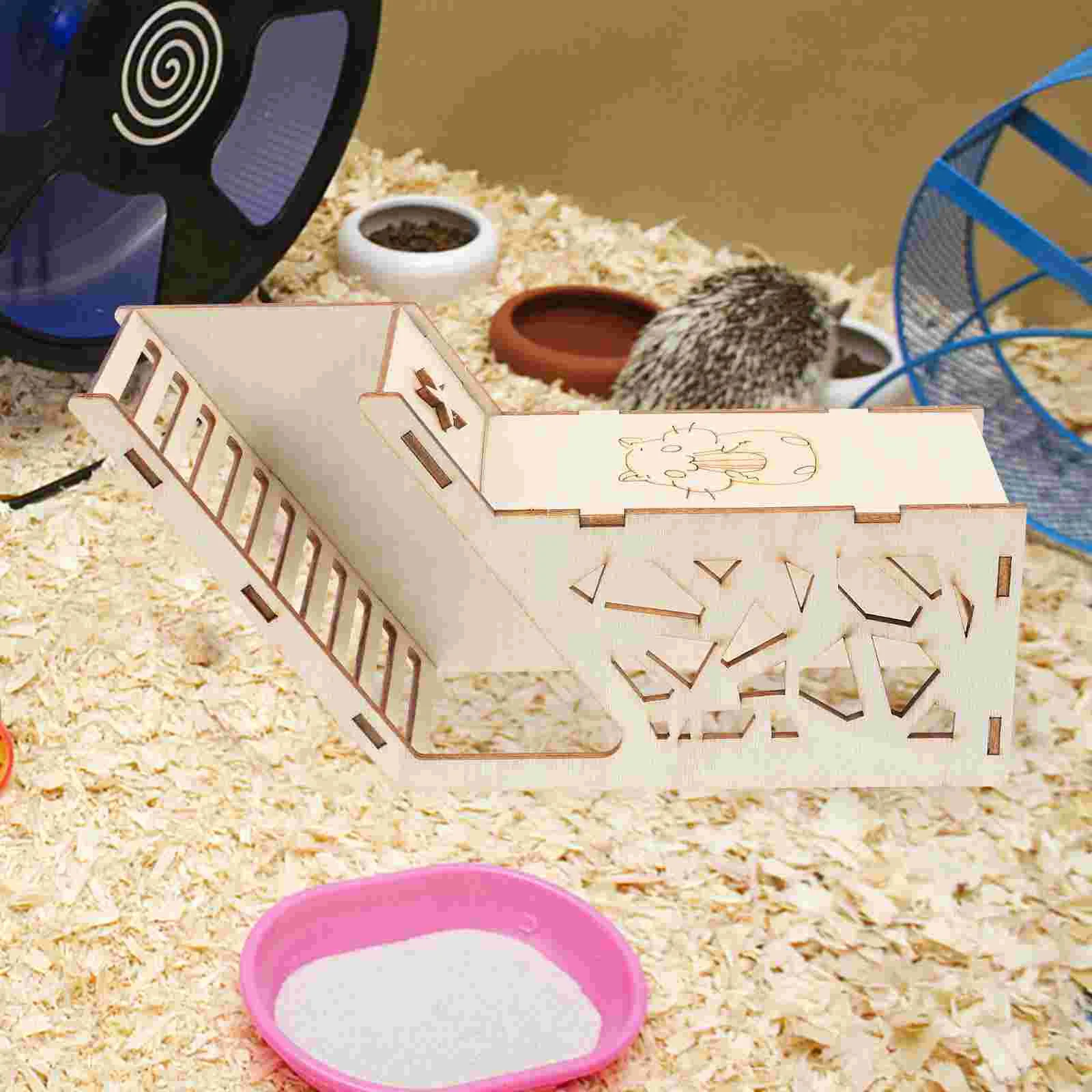 Guinea Pig Hideout House with Ramp Hedgehog Squirrel Habitat Small Animal Hut Hamster Hideout hamster houses - Image 5