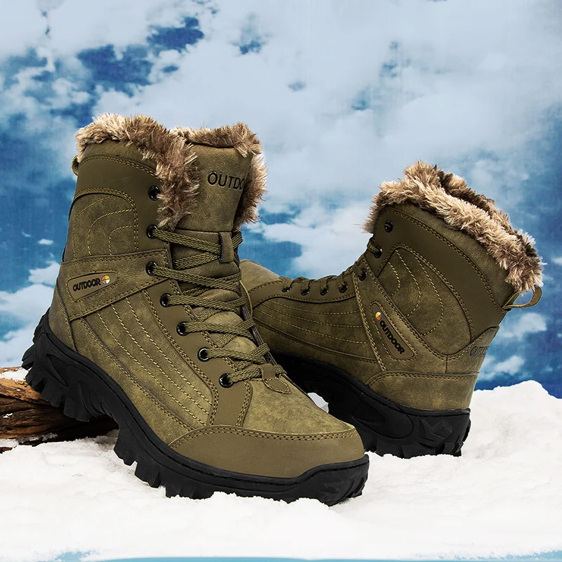 

Winter New Men's Cotton Shoes High Top Shoes Outdoor Mountaineering Shoes Men's Snow Boots Warm Velvet Frost Resistant Boots