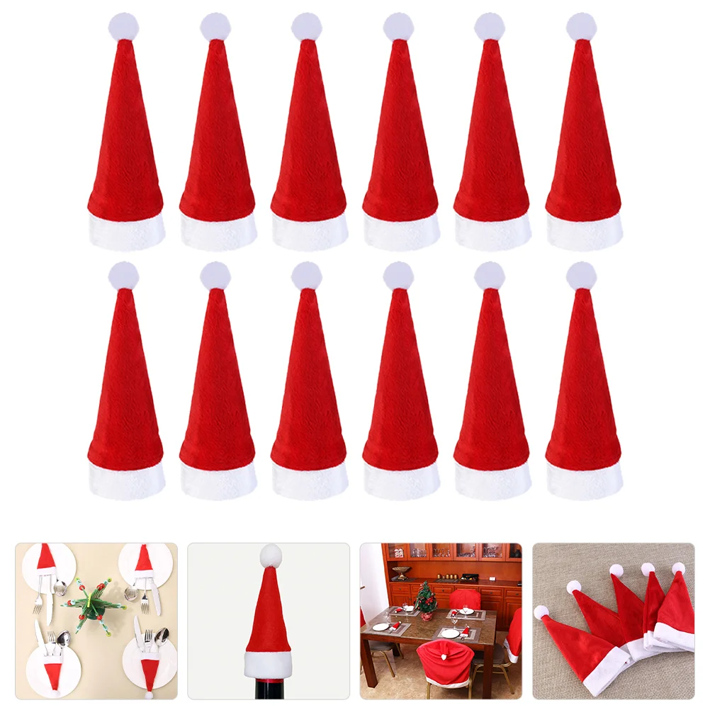 

Replaceable Dolls Hats Mini Santa Christmas Tree Decorations Silverware Holders